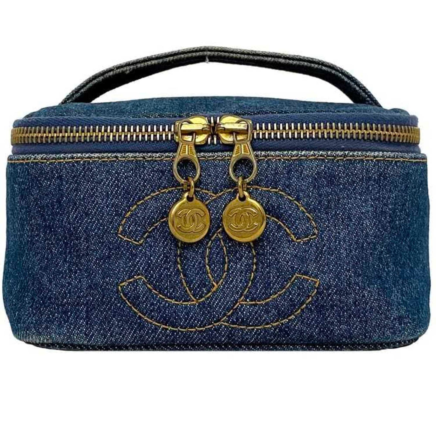 Sac/Vanity Case Seconde main Chanel en Jean Bleu