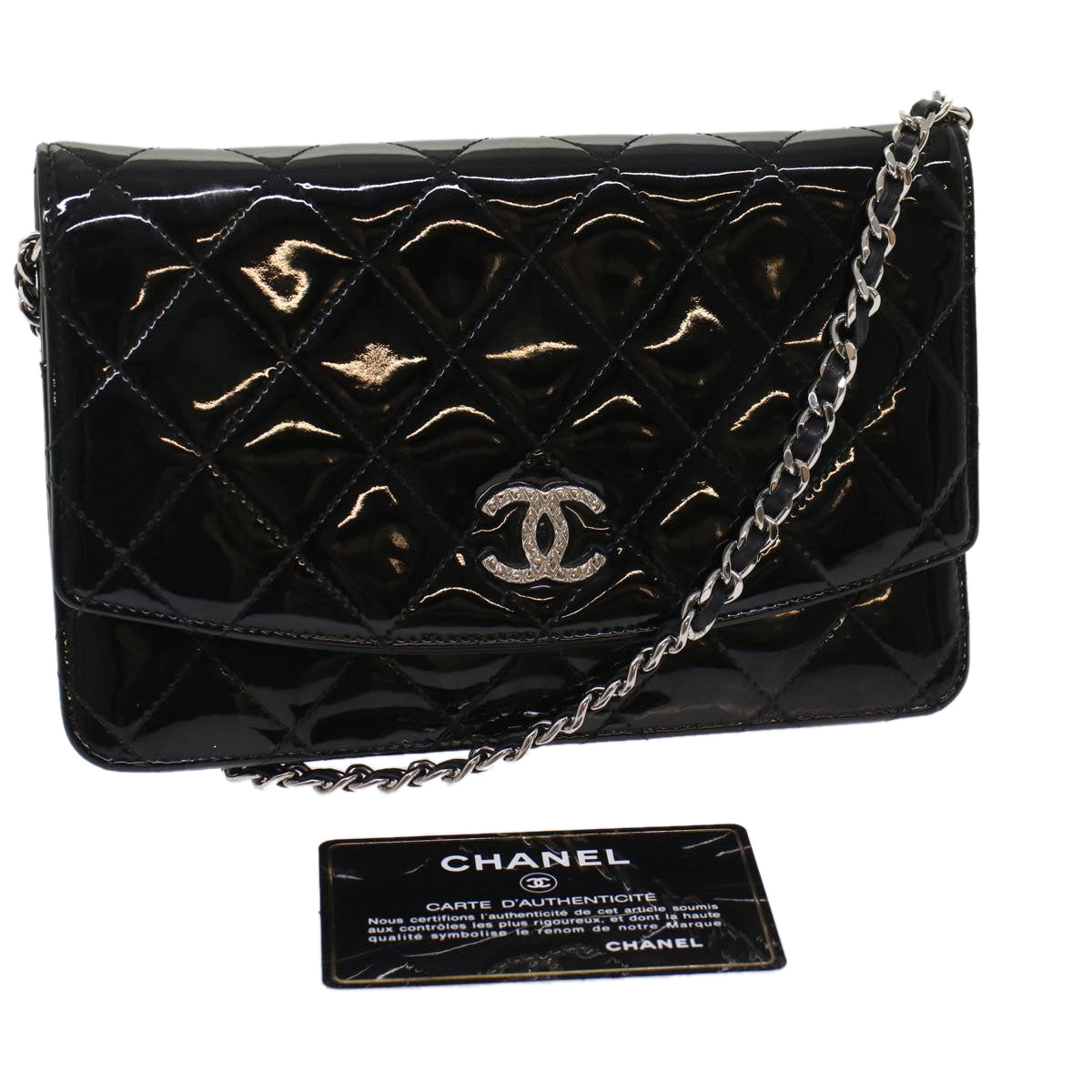 Sac Seconde main Chanel modèle Wallet On Chain Vernis Noir