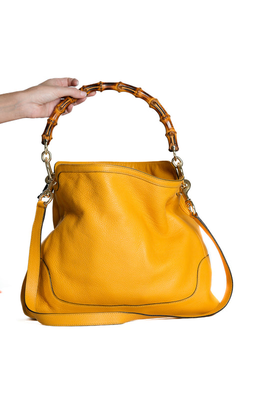 Sac de Seconde main Gucci Diana Jaune Anse Bamboo