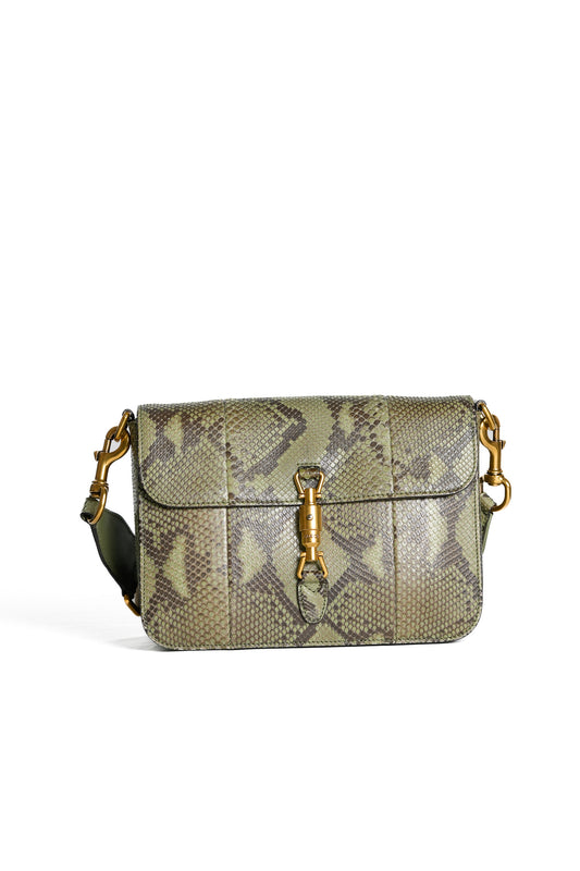 Sac de Seconde main Gucci avec Fermoir Jackie Kaki Effet Python