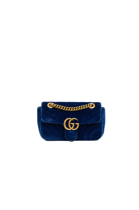 Sac de Seconde main Gucci Marmont en velours bleu