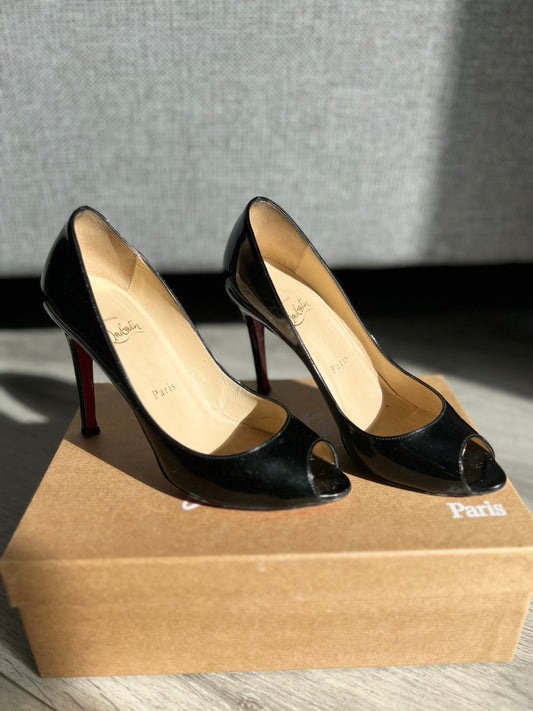 Escarpins de Seconde main Louboutin bouts ouverts Noirs