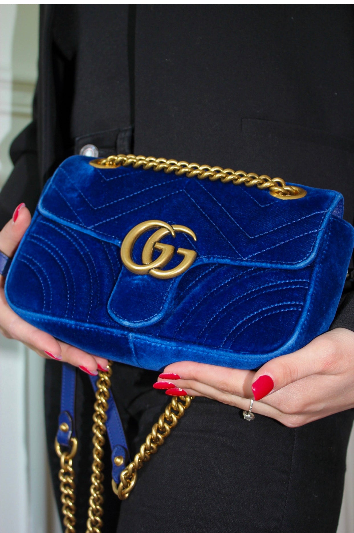 Sac gucci velours outlet bleu