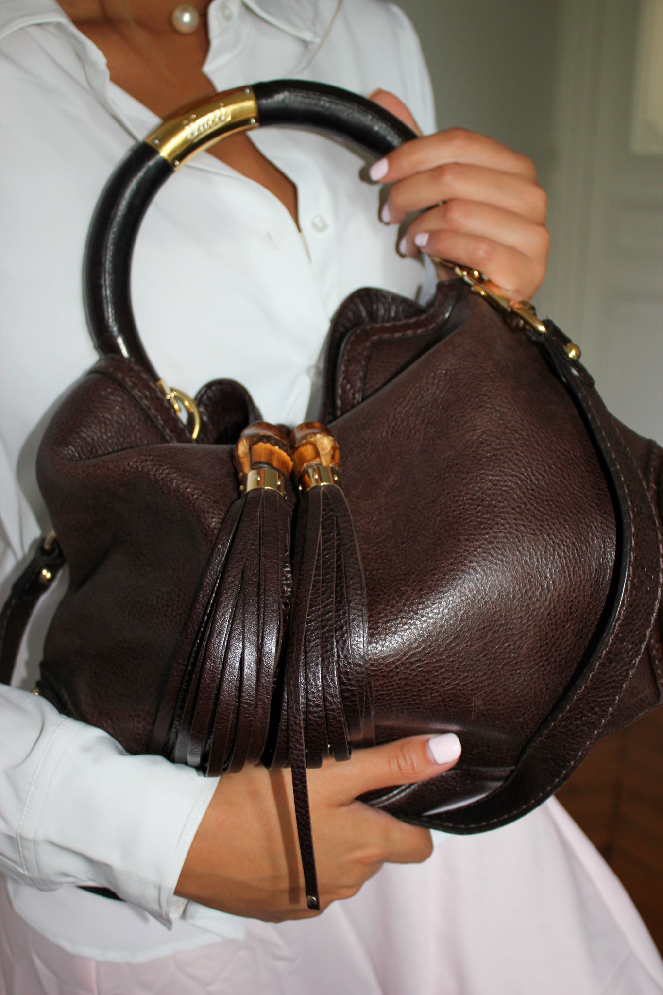 Sac Cartable de Seconde main Gucci Modele Indy Chocolat